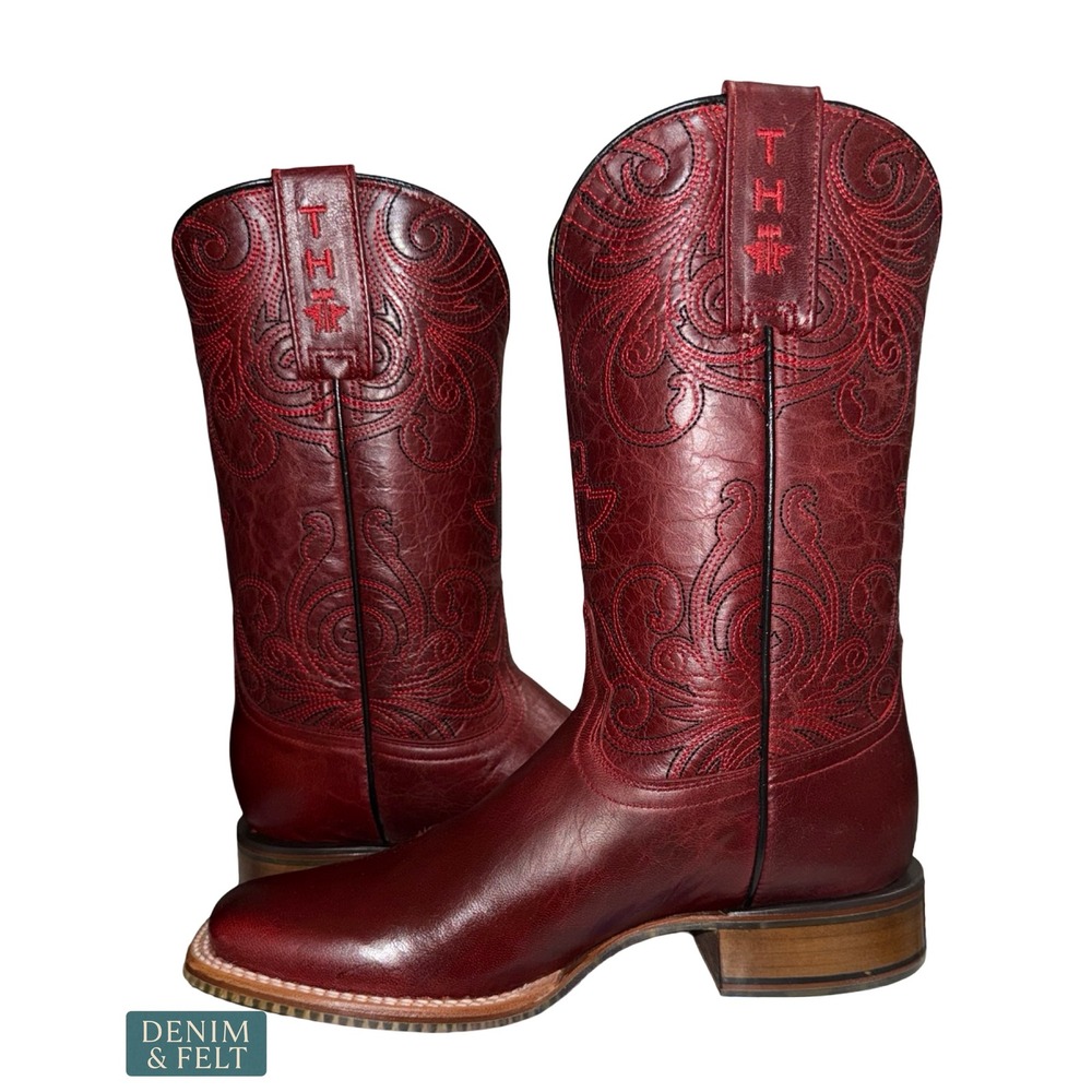 NEW Tin Haul Monster Cherry Broad Square Toe Western Cowboy Boots Skull Sole 8.5 - Picture 7 of 12